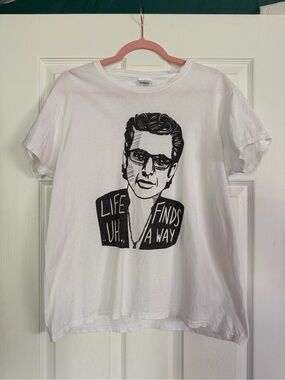Gildan White Short Sleeve Tee with Black Graphic Portrait and Text